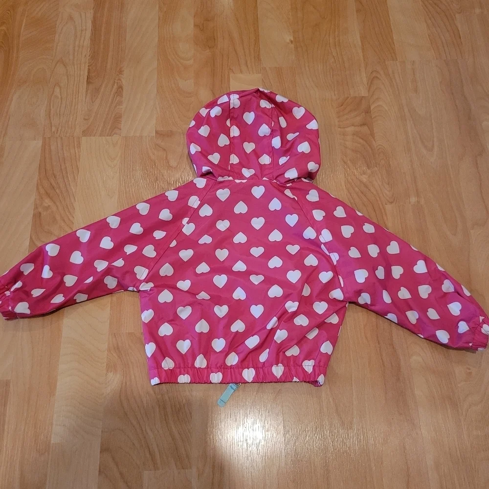Toddler Hooded Rain Coat Spring Jacket Pink Heart Size 2T